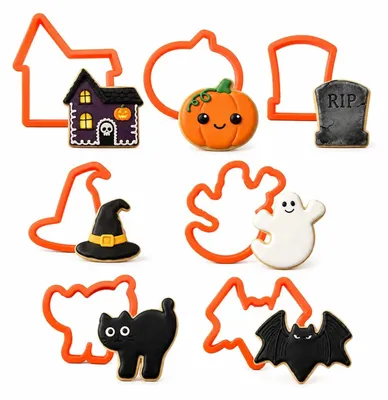 Halloween-Ausstecher, 7-teilig, Kunststoff, orange