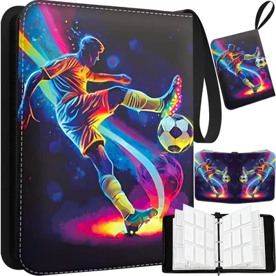 Productafbeelding van Verzameling albums voor voetbalplaatjes - 900 kaarten - 50 pagina's - Gemaakt van Polyurethanmateriaal - Met rits - Draagbaar en duurzaam - Album voor kaarten