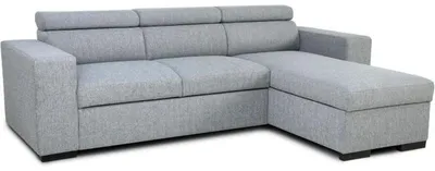 Image de Canapé d'angle convertible reversible avec coffre - 4 personnes - VICOMTE - Tissu gris - 237 x 76/88 x 167 cm