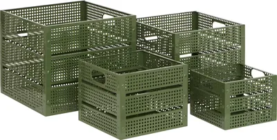 Produktbild von Set mit 4 stapelbaren Aufbewahrungsboxen aus Metall