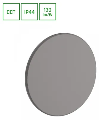 Productafbeelding van Spectrum LED buitenlamp, wandlamp, model Piatta, grijs, rond, diameter 25 cm, IP44, 18W, 2350lm, kleurtemperatuur: 3000K/4000K/6000K