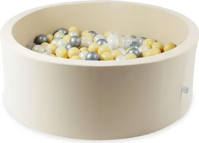 Produktbild von Trockenpool 110x40 beige mit 500 Bällen: transparent, opaleszierend, hellgold, silber, beige