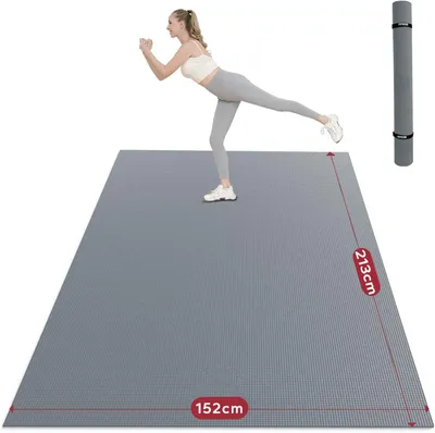 Immagine prodotto di Tappetino da yoga extra largo XXL, spesso 0,8 cm, in PVC antiscivolo, con borsa per il trasporto e due cinghie con velcro