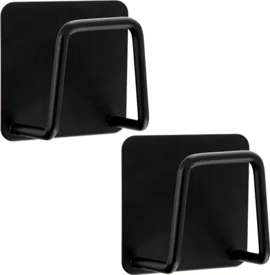Obrázek produktu pro Orion | Sada 2 háčků - Samolepicí - Nástěnné háčky - Černá 4,8x4,8 cm - ČERNÁ
