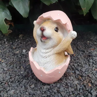 Immagine prodotto di Statua da giardino Coniglio in uovo rosa 11 cm