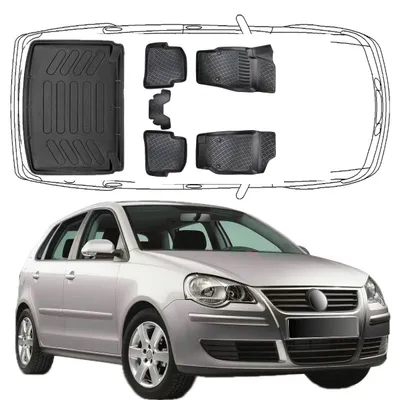 Produktbild von 3D Auto Fußmatten & Kofferraumwanne Set Kompatibel mit VW Polo IV 2001–2009