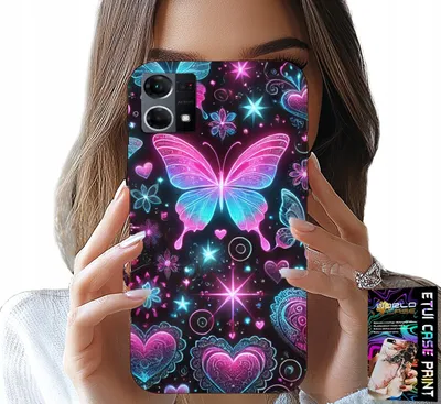 Zdjęcie produktu dla Etui Do Oppo Reno7 4G - Kolorowy Motylek Serce Modne Wzory Case
