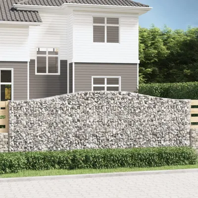 Produktbild von The Living Store Gabionen mit Hochbogen 5 Stk. 400x30x140/160cm Verzinktes Eisen