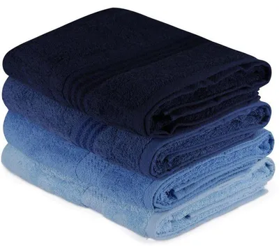 Produktbild von Badetuch Set, 4 Stück, 70 x 140 cm, 100% Baumwolle, Blau