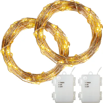 Produktbild von VOLTRONIC® 2Set 200 LED Lichterkette Draht, warmweiß, Batt