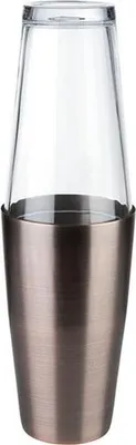 Produktbild von APS 93325 Boston Shaker, Ø 9 cm, Höhe 30 cm, Edelstahlbecher 700 ml, Glas 400 ml, Antik-Kupfer-Look