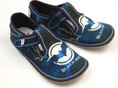 Produktbild von Jungen Hausschuhe BAREFOOT EF 395 BAT Fledermaus Dunkelblau 28