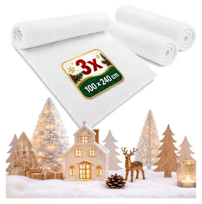 Produktbild von com-four® 3x Schneematte für Weihnachtsdekoration je 240 cm lang, KI-generiertes Bild