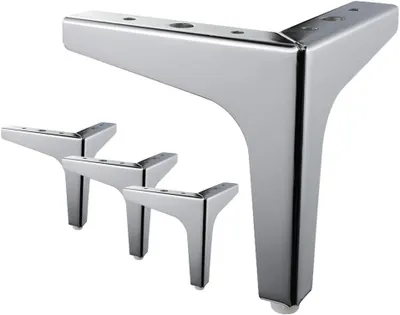 Produktbild von 7" / 17,5 cm Möbelfüße, 4 moderne Metall-Dreiecksfüße in Diamantform, DIY-Ersatz für Schränke, Sofas, Sessel und Hocker, Chrom, 5,31" / 13,5 cm