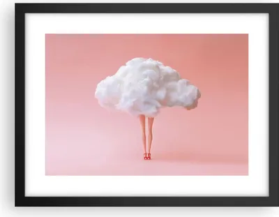 Produktbild von Gerahmtes Poster - Schwarzer Rahmen - Wolke Beine Surrealismus - 40x30 cm - Wand Bild - Wanddeko - Wandbilder - Kunstposter - Wandposter - Bilderrahmen - Bilder - Kunstdruck - P2BAA40x30-4491