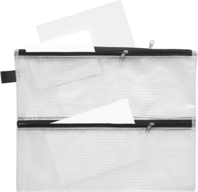 Produktbild von FolderSys Sammelbeutel, A4, 3 Zusatzfächer, PVC klar gewebeverstärkt, Zip schwarz, 10ST