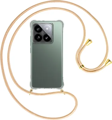 Produktbild von Handykette Backcover-Schutzhülle mit Band (Metall goldfarben) für Xiaomi 14T Pro 5G - Goldkordel