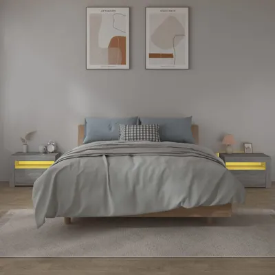 Obrázok produktu pre Maison Exclusive - Nočné stolíky 2 ks s LED, sivý dub sonoma 60x35x40 cm