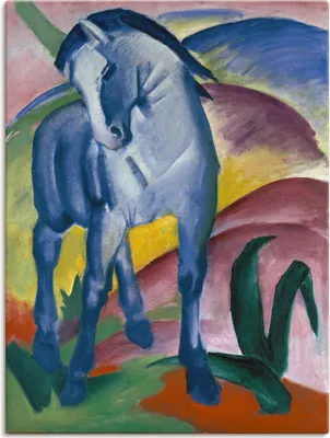 Produktbild von Franz Marc: Blaues Pferd I. 1911., Produkt:Leinwand, Größe (HxB):60x45 cm / Leinwand