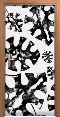 Produktbild von Türposter 90x200 cm Türaufkleber Türtapete Türfolie Klebefolie Schwarz-Weiß Tropischer Dschungel