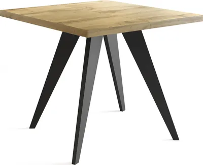Obrázok produktu pre Štvorcový rozkladací jedálenský stôl Quadro 100-200 cm - Priemyselný jedálenský stôl s čiernymi drevenými nohami pre 4-8 osôb - Kuchynský stôl v štýle loftu - dub Wotan