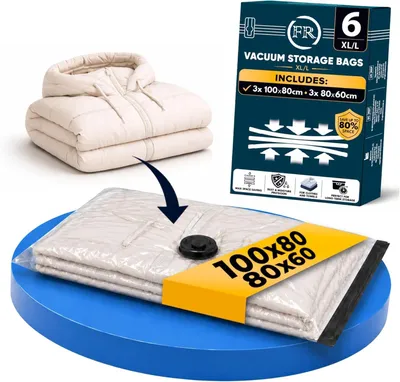 Imagen del producto de Bolsas de vacío para edredones, ropa y almohadas, 6 unidades, 3 XL + 3 L, para almacenamiento