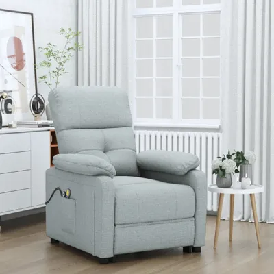 Image de The Living Store Fauteuil de massage électrique Gris clair Tissu
