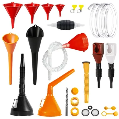 Produktbild von Einfülltrichter Set 19-teilig mit Schlauch & Gas Can Spout Replacement, Kunststoff-Öltrichter mit langem Hals, flexible rechtwinklige Trichter, Kraftstofftrichter große Öffnung