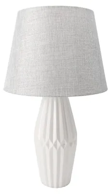 Produktbild von Tischlampe Relief rund matt weiß H. 60cm mit silbernem Schirm Formano