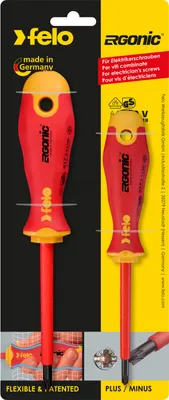 Produktbild von Felo Schraubendreher Satz VDE, ERGONIC, 2-tlg 414 2x1 Z1x80 / Z2 x 10