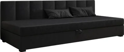 Produktbild von AURA SOFA  Boxspringbett ZIKA BIZ 110x195 Komplett-Set mit Bonell Matratze, Polsterbett mit Bettkästen - Schwarz, MONOLITH 97
