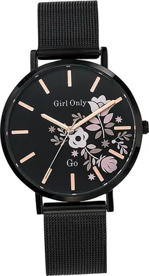 Zdjęcie produktu dla Girl Only damski zegarek kwarcowy wzór kwiatowy czarna bransoletka ze stali nierdzewnej D2UGO695912