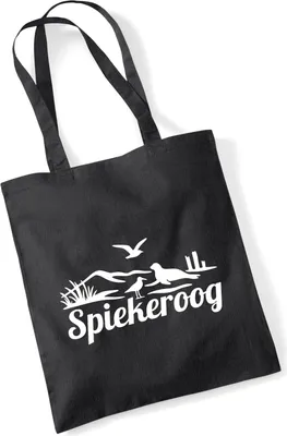Produktbild von Huuraa Jutebeutel Spiekeroog Strandmotiv 10 Liter Black Baumwolle Tasche Geschenkidee