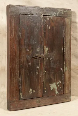 Teakholz-Fenster L 43,5 x D 7,5 x H 61,5 cm, braun, Antik