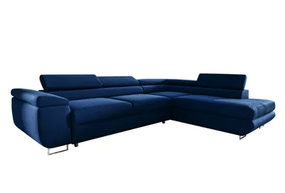 Produktbild von Ecksofa in L-Form AVESTA, L-förmige Eckcouch mit Schlaffunktion, ausziehbares Sofa, 1 Bettzeugbehälter, verstellbare Kopfstützen, (Monolith 77)