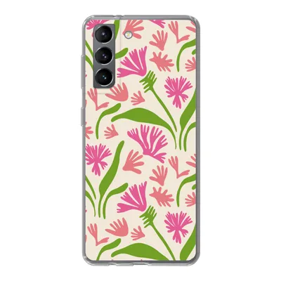 Produktbild von MuchoWow® Handyhülle Schutzhülle Hülle für Samsung Galaxy S21 Blume - Muster - Blatt Silikon Softcase Handy Hülle - Softcase