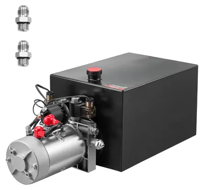 Immagine prodotto di SucceBuy Gruppo idraulico da 20 litri con pompa a doppio effetto, pressione massima 22 MPa, portata 3,4 l/min, sistema idraulico a 12 V CC con serbatoio in metallo per rimorchi ribaltabili, nero