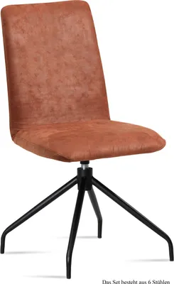 Produktbild von Esszimmerstuhl drehbar (6er-Set) Divona 47x92x60 Schwarz/Cognac