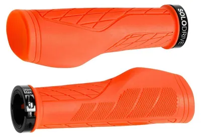 Immagine prodotto di Manopole per bicicletta, ergonomiche, antiscivolo, in gomma, sistema di bloccaggio singolo, colore arancione, compatibili con attacchi da 22,2 mm