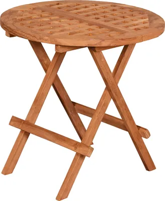 Produktbild von Mr. Deko, Beistelltisch, Teakholz, rund, Ø 50 cm, Garten, Dorset, klappbar, Loch-Design, witterungsbeständig