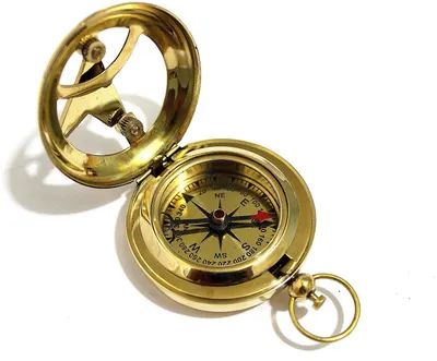 Immagine prodotto di THOR INSTRUMENTS: Pulsante in ottone, bussola solare direzionale, orologio solare da tasca