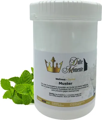 Produktbild von Dufte Momente | Sauna Zucker Körperpeeling 900g | Pfefferminze | für empfindliche Haut | vegan und ohne Tierversuche