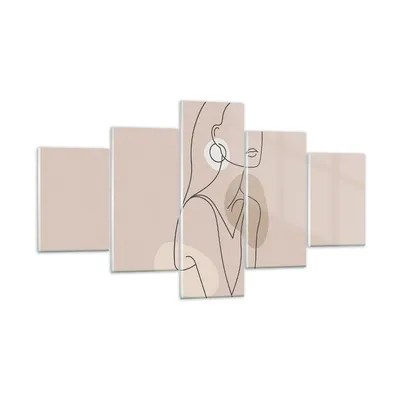 Produktbild von Bilder auf glas - 5 Teile - Stück Linie Frau - 125x70cm - Glasbilder - Wandbilder - Bilder - zum Aufhängen bereit - Wanddekoration aus Glas - Glas Bilder - Wandbild auf Glas - GEA125x70-4766