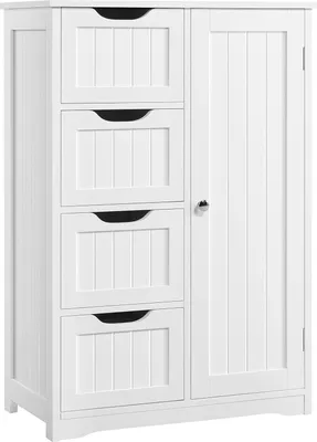 Produktbild von FCH Badezimmerschrank Badschrank, mit 4 Schubladen, Schranktür, 55 x 30 x 81 cm, Weiß
