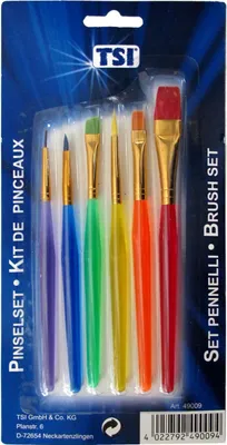 Produktbild von 6 Künstler-Pinsel / Pinselset mit farbigen Stielen