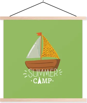 Produktbild von MuchoWow® Textilposter Boot - Sommer - Grün 40x40 cm mit holzfarbenen Rahmen - Posterleiste