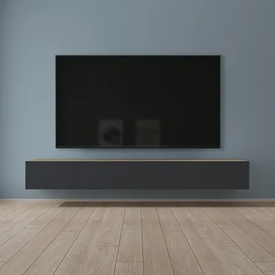 Produktbild von Mai & Mai Fernsehschrank Verdeckter Griff mit Soft-Close Lowboard Hängeschrank für Wohnzimmer in Kerneiche + Matt Anthrazit BTH: 240x40,2x30 cm Fernsehschrank02