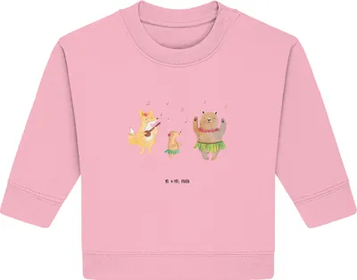 Produktbild von Mr. & Mrs. Panda Organic Baby Pullover Waldtiere Aloha 6. - 12. Monat - Baumwolle Pink - Geschenk, Tanzen, Hase, Igel, Wald, Bullover, Lustige Sprüche, Musik, Bär