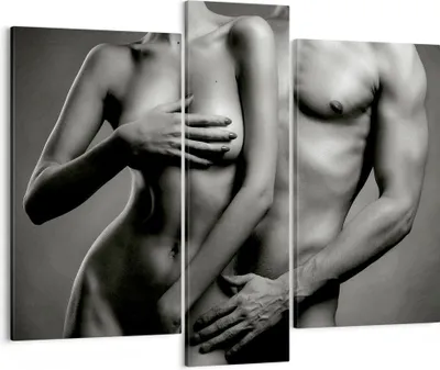 Produktbild von Bild auf Leinwand - Leinwandbild - Frau Mann Nackt Paar - 95x80cm - Wand Bild - Wanddeko - Leinwanddruck - Bilder - Kunstdruck - Wanddekoration - Leinwand bilder - Wandkunst - CB95x80-2721