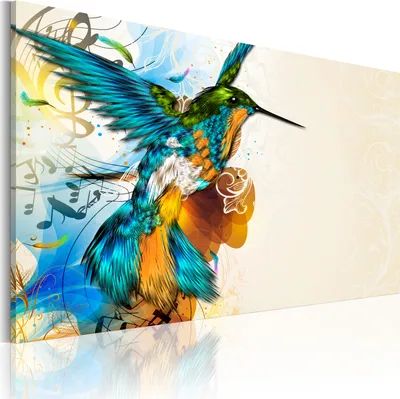 Produktbild von Italienischer Leinwand Leinwandbild - Bird's music 90x60 cm Tiere 020101-145
